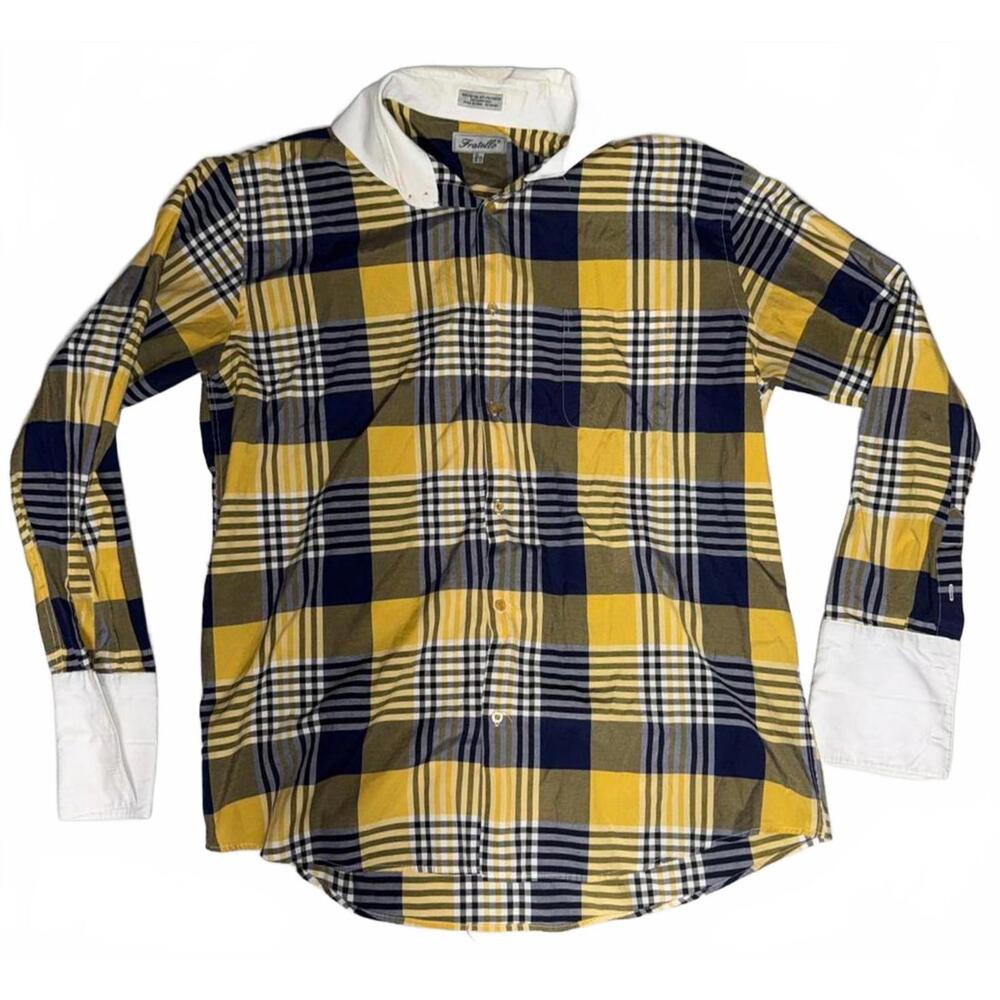 Vintage Fratello Yellow and Navy Plaid Button-Up Shirt